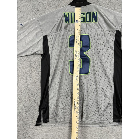 Seattle Seahawks Jersey Mens 44 Gray NFL Football Russell Wilson Nike On Field - Picture 15 of 16